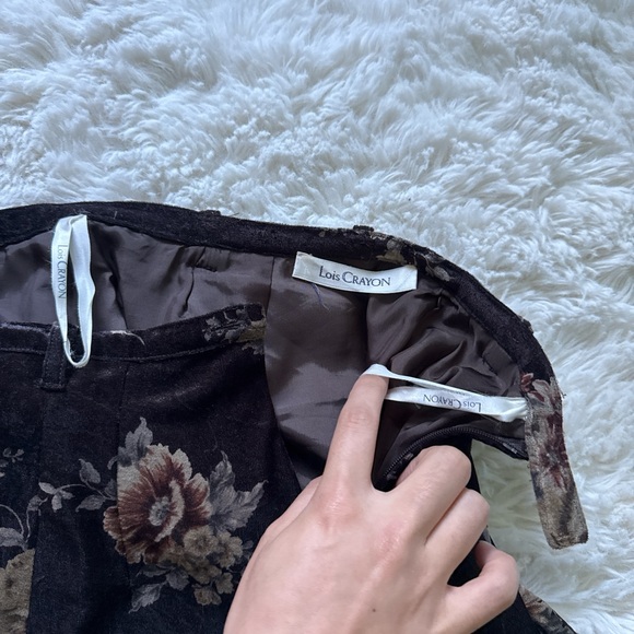 Japanese Luxury Brand: 90s Vintage brown velvet floral set matching vest + skirt - Picture 5 of 8